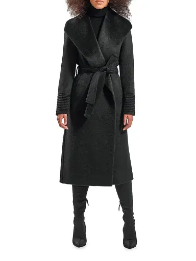 Sentaler Women's Belted Alpaca-Blend Wrap Coat - Black | Thumbnail 3
