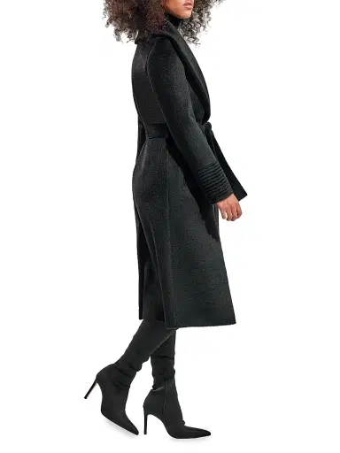 Sentaler Women's Belted Alpaca-Blend Wrap Coat - Black | Thumbnail 4