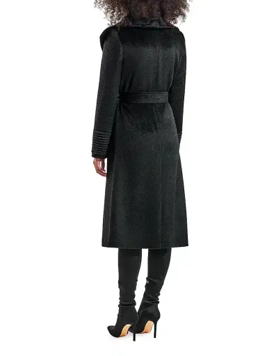 Sentaler Women's Belted Alpaca-Blend Wrap Coat - Black | Thumbnail 5