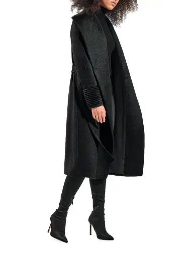 Sentaler Women's Belted Alpaca-Blend Wrap Coat - Black | Thumbnail 7