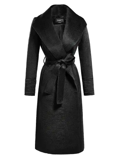 Sentaler Women's Belted Alpaca-Blend Wrap Coat - Black | Thumbnail 1
