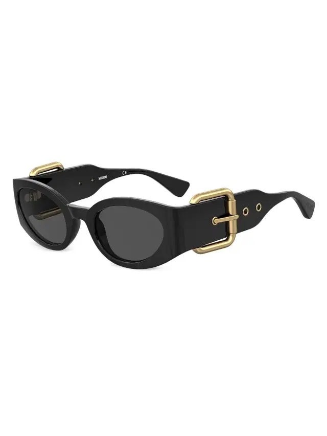 Women's MOS154/S 53MM Oval Buckle Sunglasses - Black Gold Grey