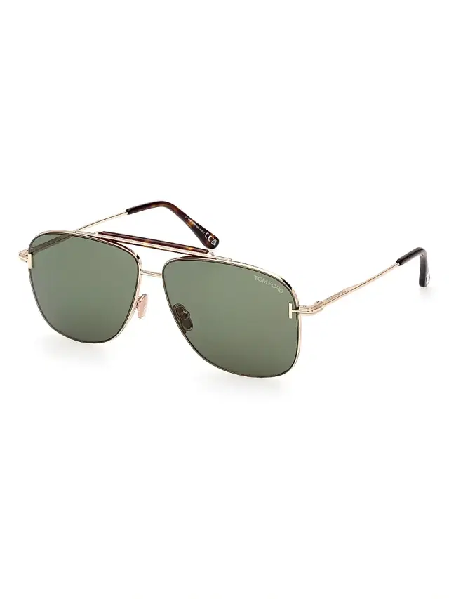 TOM FORD Men's Jaden 60MM Navigator Sunglasses - Rose Gold Green