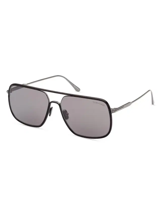 TOM FORD Men's 59MM Pilot Metal Sunglasses - Ruthenium Smoke