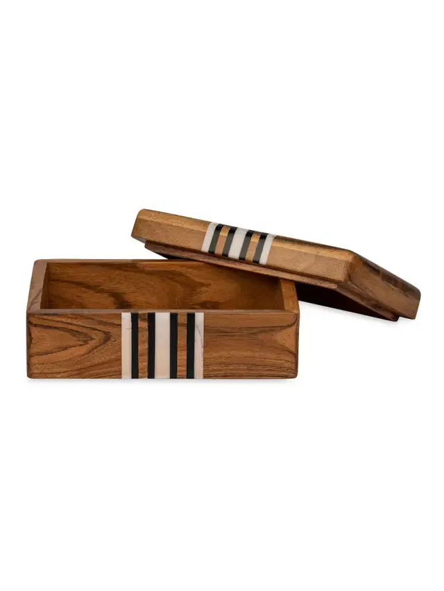 Stonewood Striped Rectangle Box - Brown