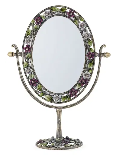 Olivia Riegel Sophie Oval Magnified Standing Mirror - Green Pink | Thumbnail 1