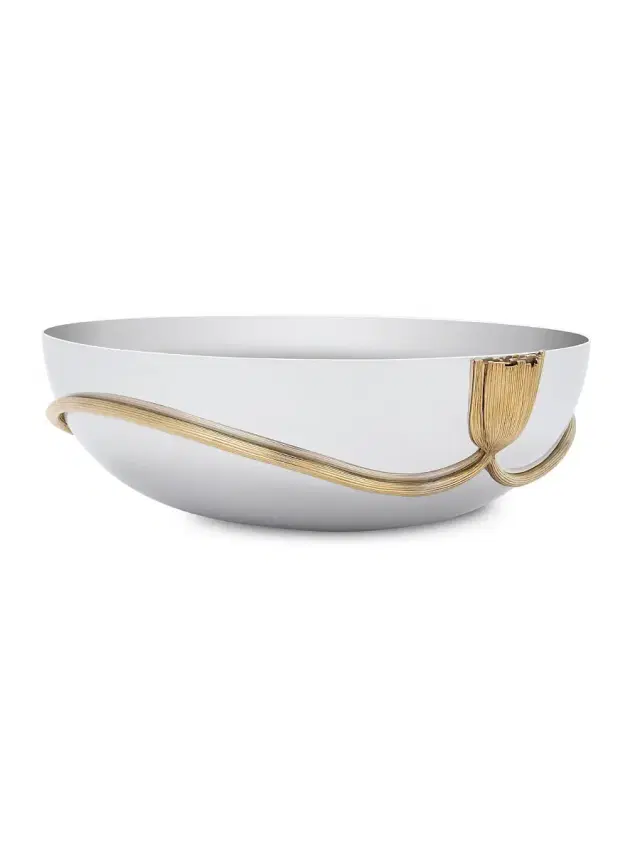 Deco Leaves Large Stainless Steel Oval Bowl