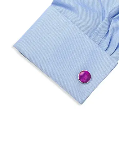 Cufflinks, Inc. Men's Round Galaxy Sterling Silver Cufflinks - Pink | Thumbnail 3