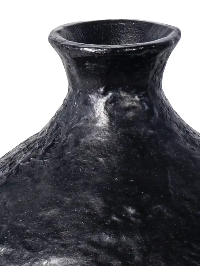 LA Modern Poe Metal Vase - Black