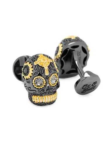 Cufflinks, Inc. Men's Day of the Dead Skull Sterling Silver Cufflinks - Grey | Thumbnail 2