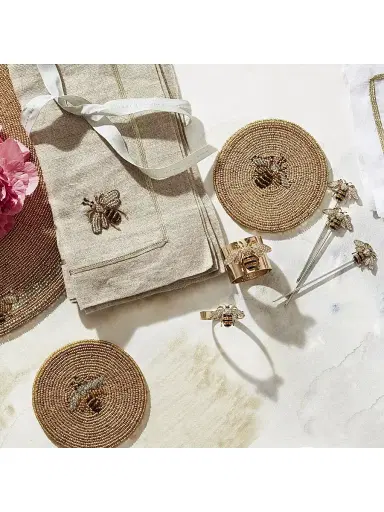 Joanna Buchanan Gold Trim Linen Dinner Napkins 2-Piece Set - White | Thumbnail 3 Joanna Buchanan Gold Trim Linen Dinner Napkins 2-Piece Set - White | Thumbnail 3