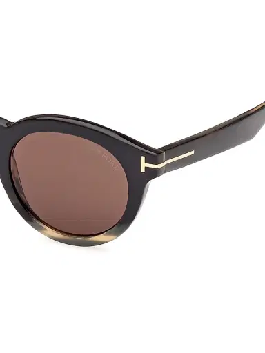 TOM FORD Men's 47MM Round Sunglasses - Brown Striped Brown | Thumbnail 3 TOM FORD Men's 47MM Round Sunglasses - Brown Striped Brown | Thumbnail 3