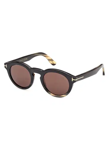 TOM FORD Men's 47MM Round Sunglasses - Brown Striped Brown | Thumbnail 1 TOM FORD Men's 47MM Round Sunglasses - Brown Striped Brown | Thumbnail 1