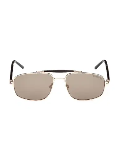 TOM FORD Men's 57MM Navigator Sunglasses - Rose Gold Amber Mirror | Thumbnail 2