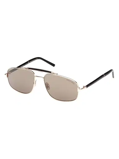 TOM FORD Men's 57MM Navigator Sunglasses - Rose Gold Amber Mirror | Thumbnail 1