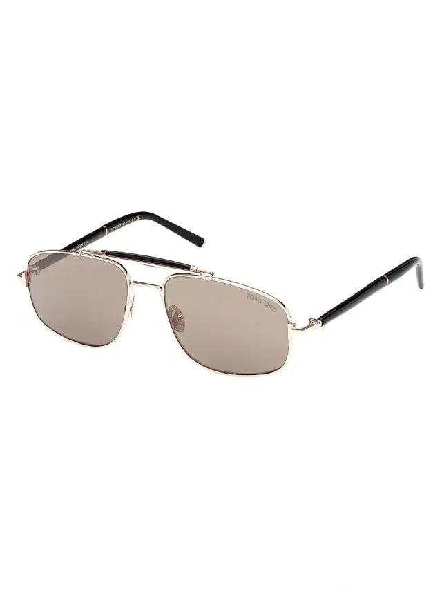 TOM FORD Men's 57MM Navigator Sunglasses - Rose Gold Amber Mirror