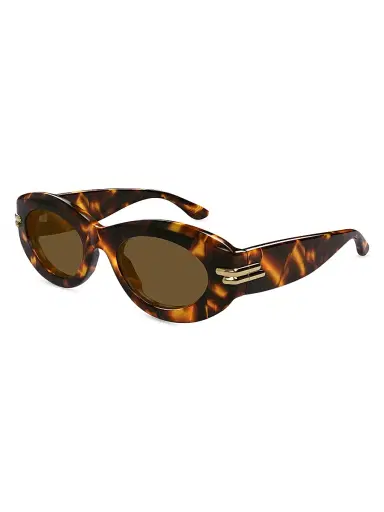 Bottega Veneta Women's Bold Ribbon 51MM Oval Sunglasses - Brown Light Havana | Thumbnail 1