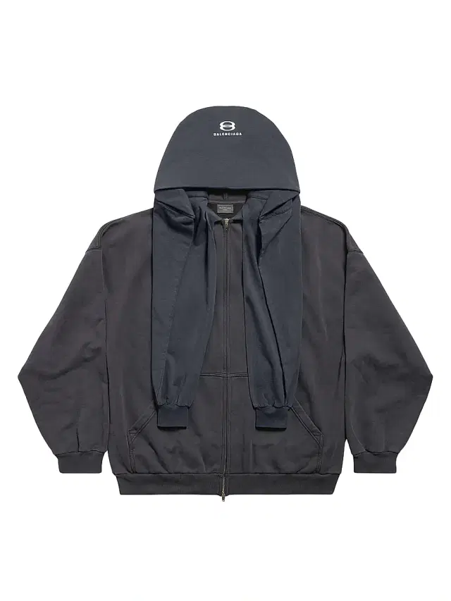 Balenciaga Men's Unity Sports Icon Incognito Oversized Zip-Up Hoodie - Dark Blue