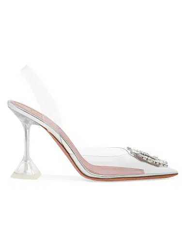 Amina Muaddi Women's Begum 95MM Embellished Slingback Pumps - Pvc Transparent - Size 10 | Thumbnail 1