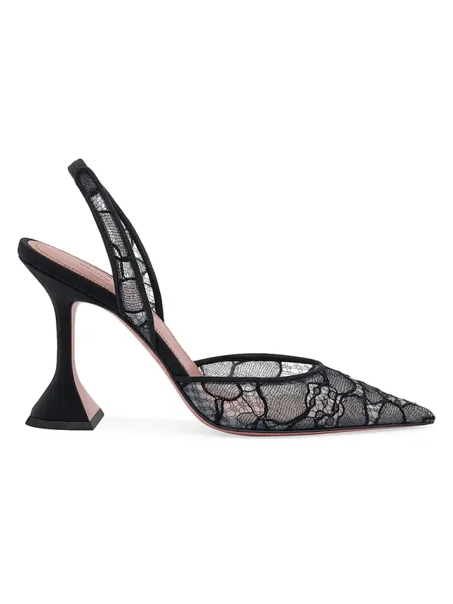 Women's Holli 95MM Lace Slingback Pumps - Lace Black