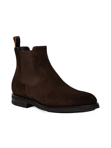 Santoni Men's Suede Chelsea Boots - Dark Brown | Thumbnail 2 Santoni Men's Suede Chelsea Boots - Dark Brown | Thumbnail 2