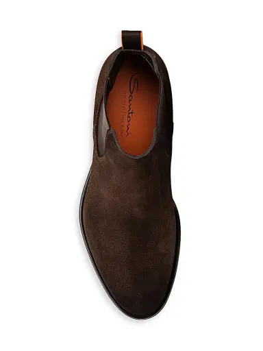 Santoni Men's Suede Chelsea Boots - Dark Brown | Thumbnail 5 Santoni Men's Suede Chelsea Boots - Dark Brown | Thumbnail 5