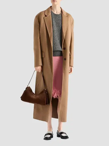 Prada Women's Aimée Medium Suede Shoulder Bag - Dark Brown | Thumbnail 2 Prada Women's Aimée Medium Suede Shoulder Bag - Dark Brown | Thumbnail 2