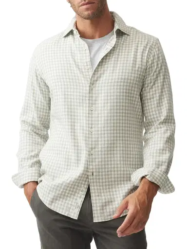 Rodd & Gunn Men's Teddington Check Cotton-Blend Button-Front Shirt - Pistachio - Size XXL | Thumbnail 3