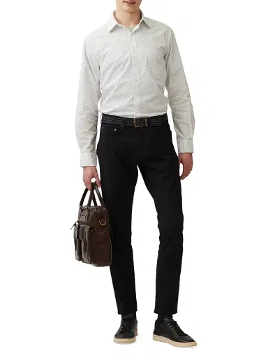 Rodd & Gunn Men's Middle Peak Geometric Cotton Button-Front Shirt - Snow - Size XXL | Thumbnail 2