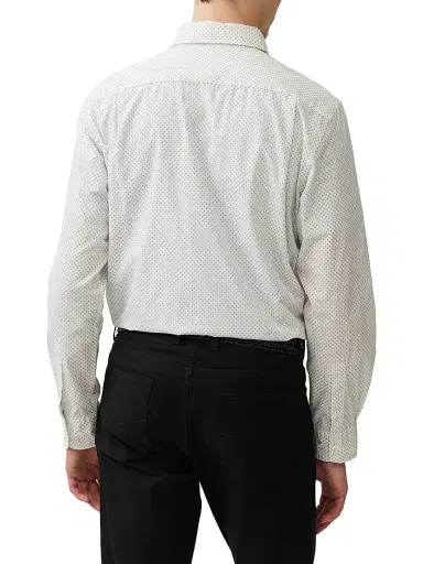 Rodd & Gunn Men's Middle Peak Geometric Cotton Button-Front Shirt - Snow - Size XXL | Thumbnail 4