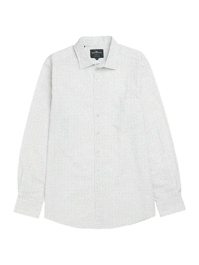 Men's Middle Peak Geometric Cotton Button-Front Shirt - Snow