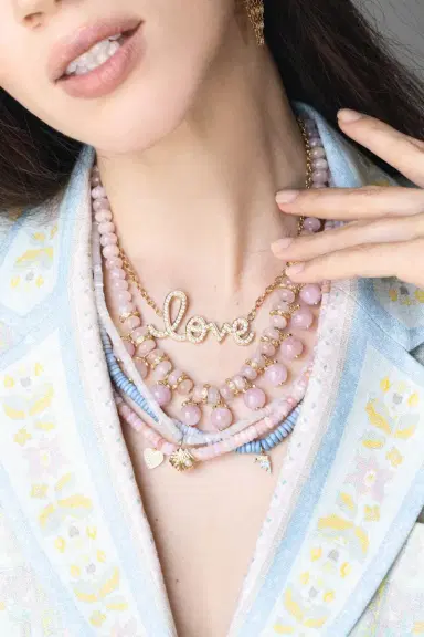 Sydney Evan Diamond Supersize Script Love Necklace | Thumbnail 3