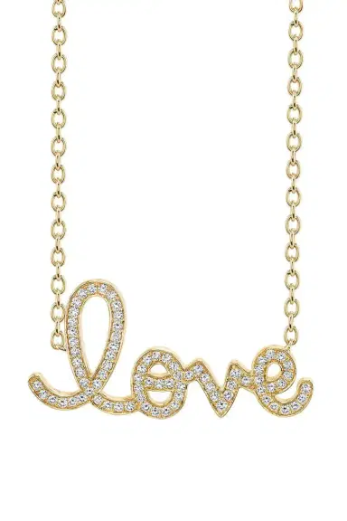 Sydney Evan Diamond Supersize Script Love Necklace | Thumbnail 1