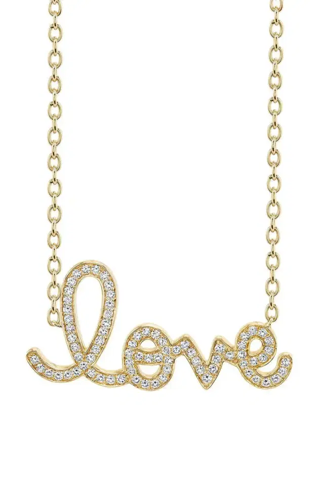 Diamond Supersize Script Love Necklace