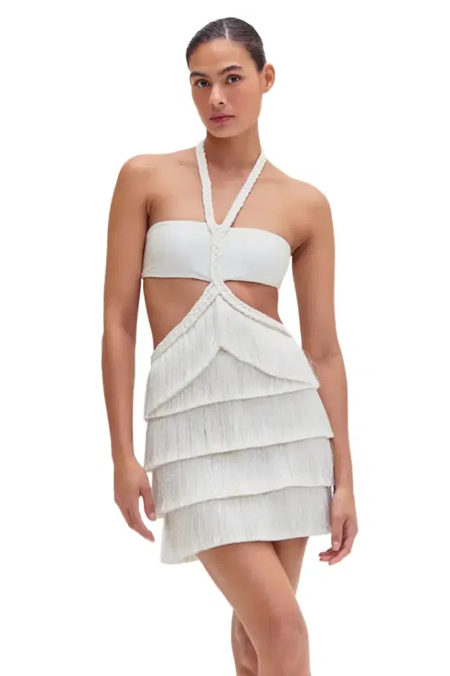 PATBO X CAMILA COELHO JERSEY SANDS BRAIDED MINI DRESS