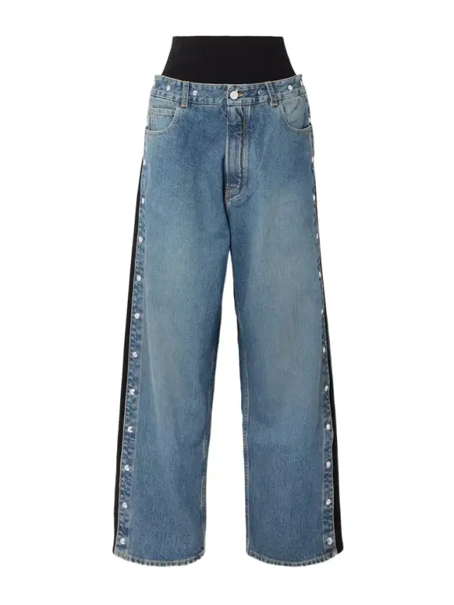 Alaïa Studded Jersey-trimmed High-rise Wide-leg Jeans
