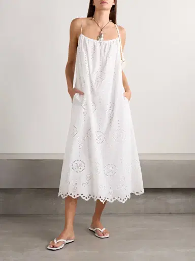 Matteau Tie-detailed Scalloped Broderie Anglaise Cotton Midi Dress | Thumbnail 2