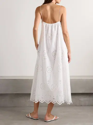 Matteau Tie-detailed Scalloped Broderie Anglaise Cotton Midi Dress | Thumbnail 3