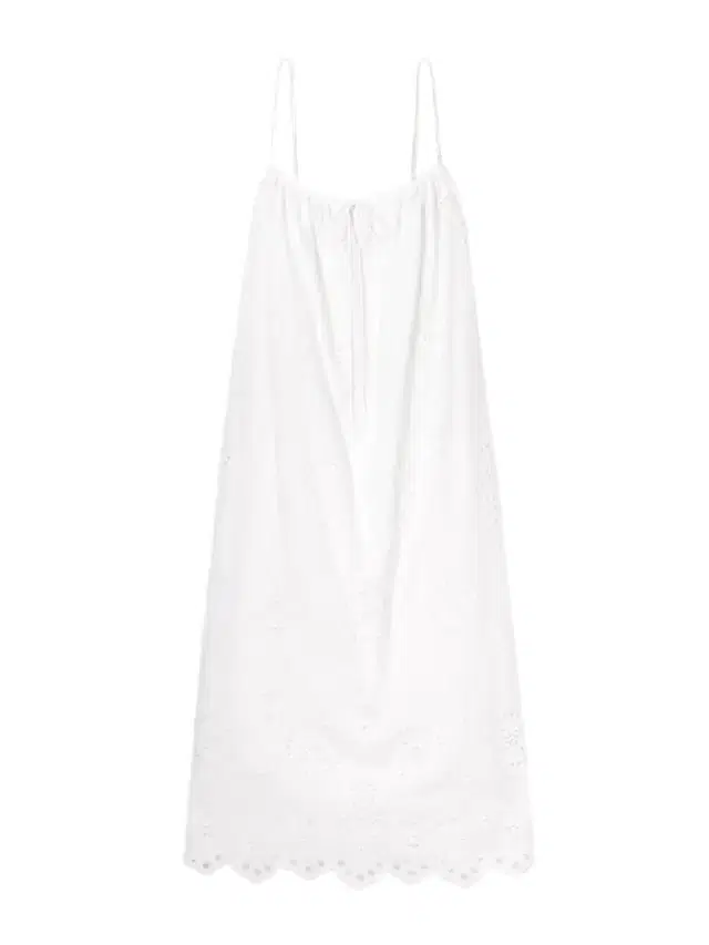 Matteau Tie-detailed Scalloped Broderie Anglaise Cotton Midi Dress