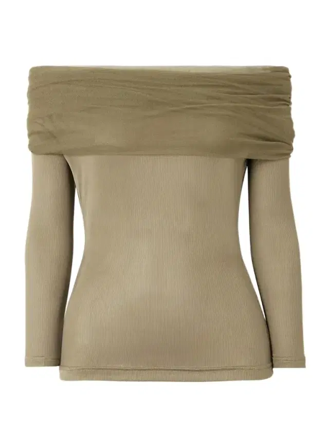 Veiled Draped Off-the-shoulder Ribbed Jersey And Silk-tulle Top