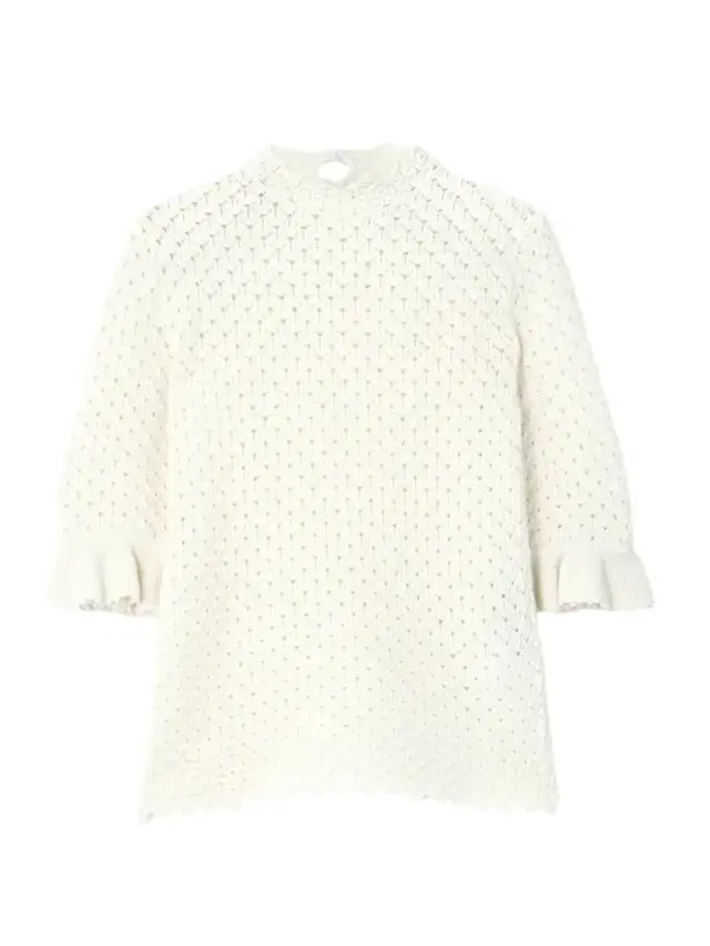 Scalloped Ruffled Pointelle-knit Wool And Cashmere-blend Top