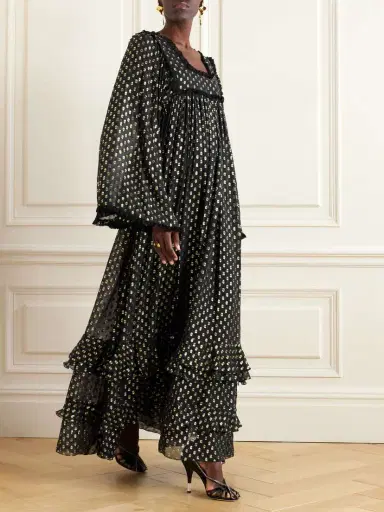 Chloé Lace-trimmed Fil Coupé Silk-blend Chiffon Gown | Thumbnail 2