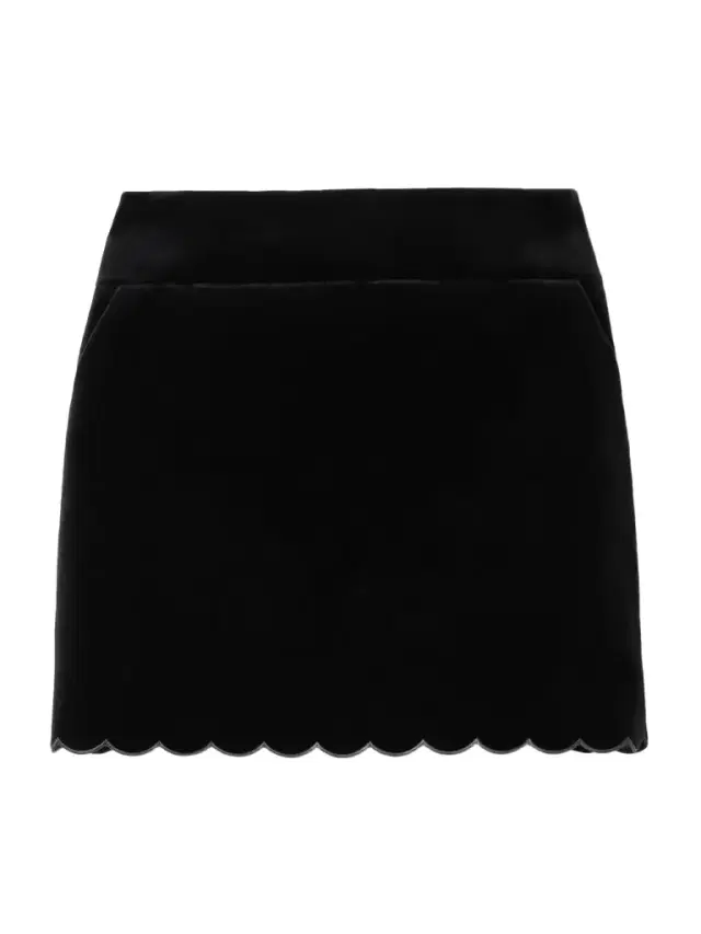 Scalloped Velvet Mini Skirt