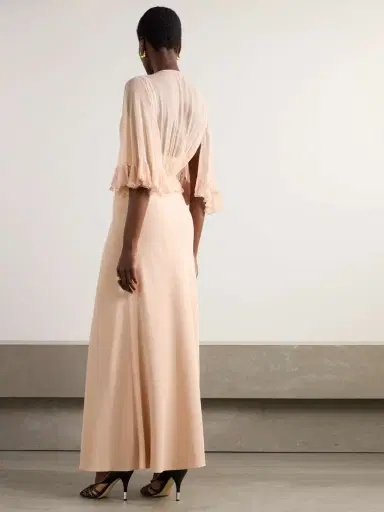 Chloé Ruffled Silk-crepon And Crepe Maxi Dress | Thumbnail 3 Chloé Ruffled Silk-crepon And Crepe Maxi Dress | Thumbnail 3