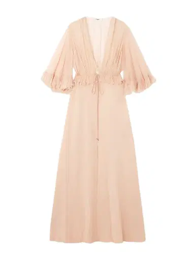Chloé Ruffled Silk-crepon And Crepe Maxi Dress | Thumbnail 1 Chloé Ruffled Silk-crepon And Crepe Maxi Dress | Thumbnail 1
