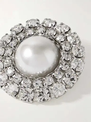 Jennifer Behr Antinea Rhodium-plated, Faux Pearl And Crystal Brooch | Thumbnail 4