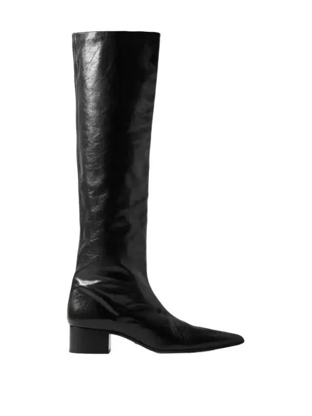 Andee Crinkled-leather Knee Boots