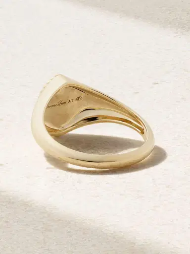 Yvonne Léon Baby Chevalière Marquise 9-karat Gold, Agate And Diamond Signet Ring | Thumbnail 3