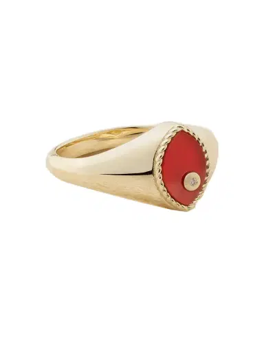 Yvonne Léon Baby Chevalière Marquise 9-karat Gold, Agate And Diamond Signet Ring | Thumbnail 1