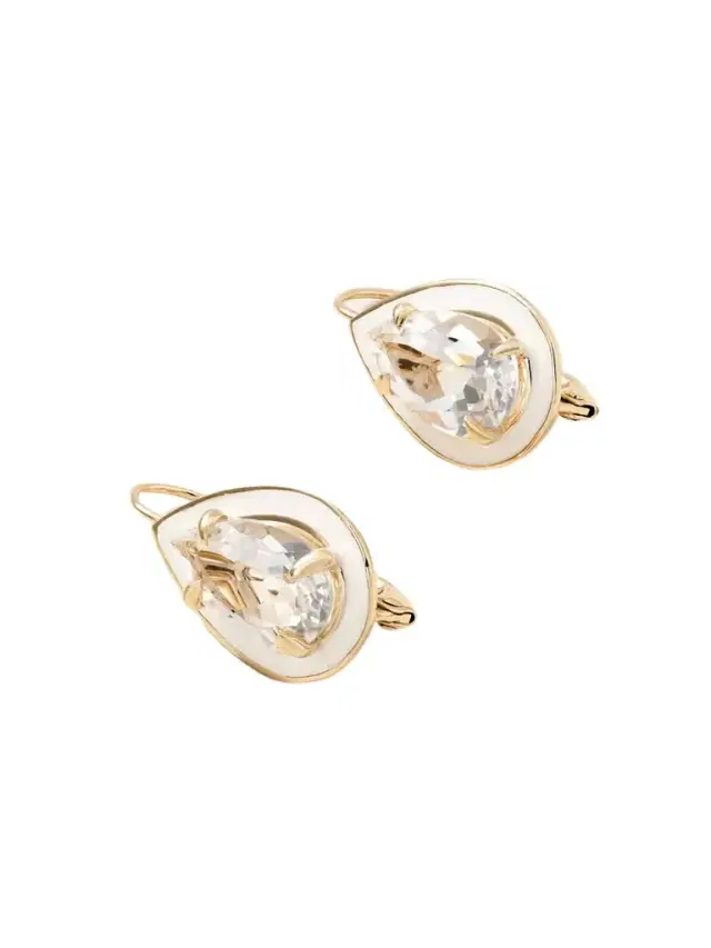 Cocktail 14-karat Gold, Topaz And Enamel Earrings